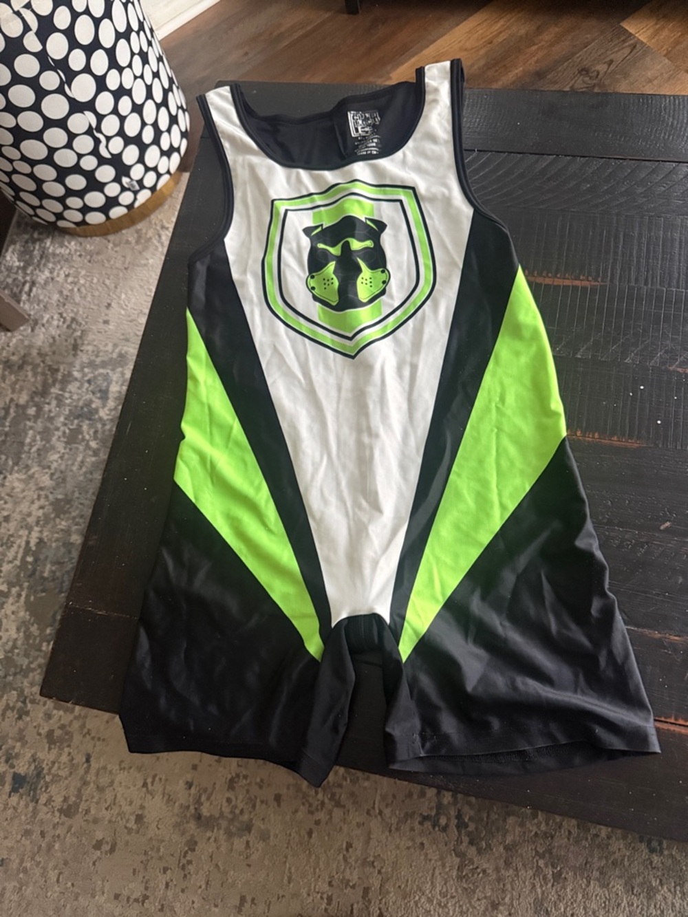 Men's Performance Wrestling Singlet - Neon Green, Black & White